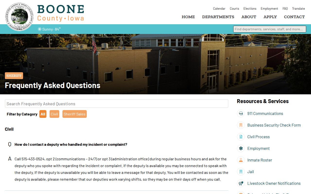 Boone County Sheriff booking-record request policy